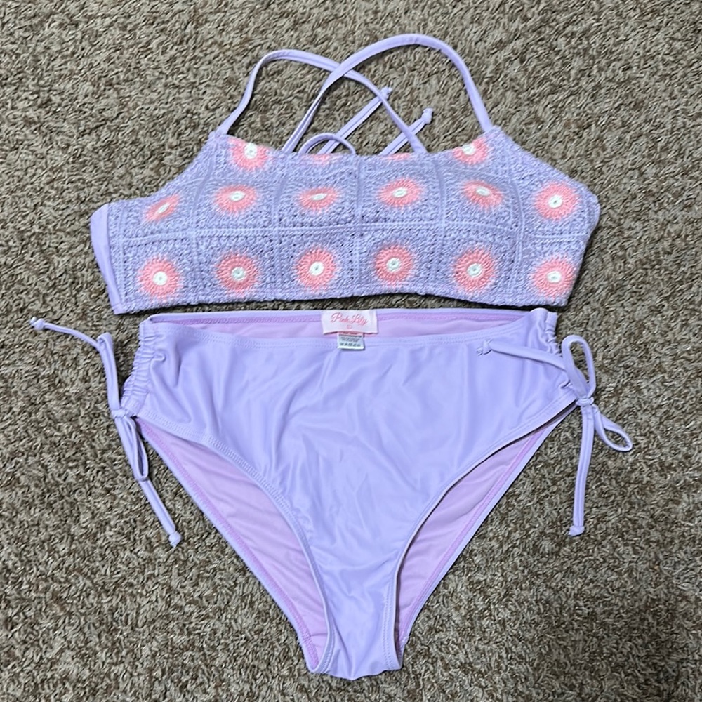 Womens Crochet Swimwear Set in Lavender by Pink Lily